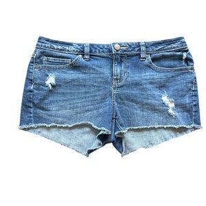 LC Conrad Women’s Stretch Distressed Short Denim Shorts raw hem size 6